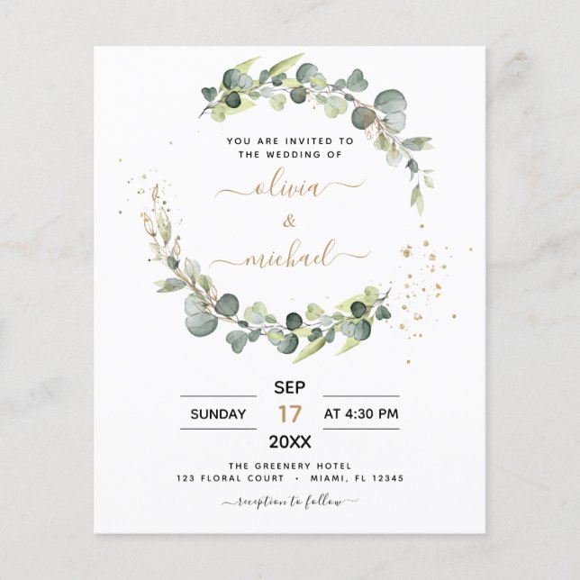 All in One Eucalyptus QR Code Wedding Invitation (Front)