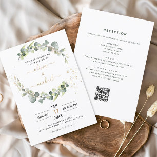 All in One Eucalyptus QR Code Wedding Invitation