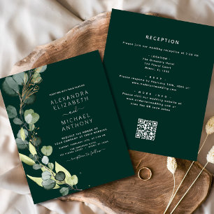 All in One Eucalyptus QR Code Wedding Invitation Flyer