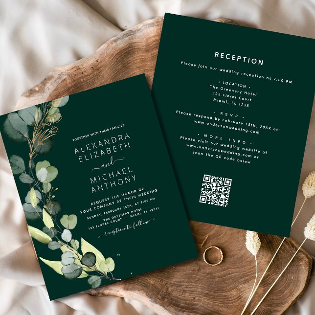 All in One Eucalyptus QR Code Wedding Invitation Flyer (Creator Uploaded)