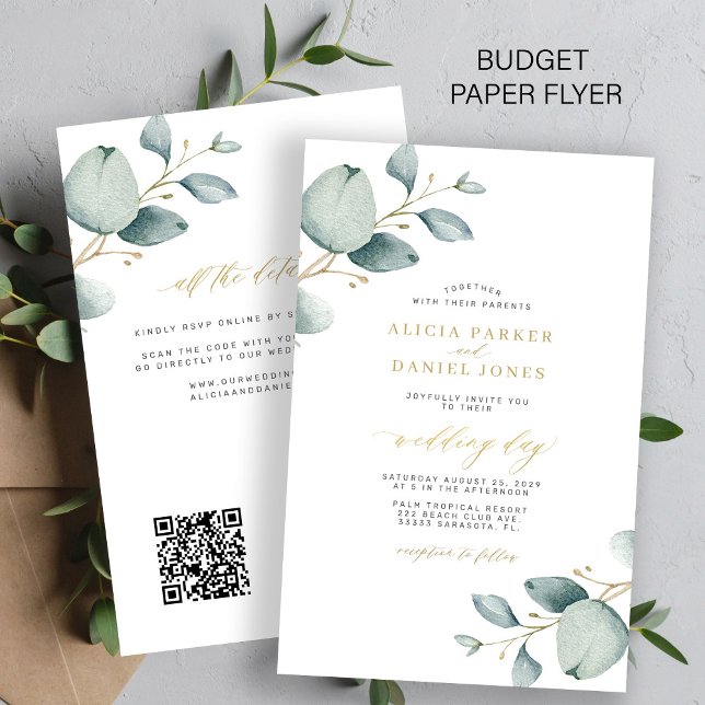 All in one eucalyptus QR code wedding invitation Flyer (Creator Uploaded)