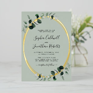 All in One Eucalyptus Sage Gold Oval Wedding