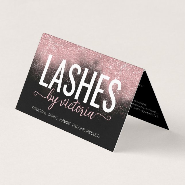 All In One Eyelash Aftercare Loyalty Pink Glitter Business Card (Front)