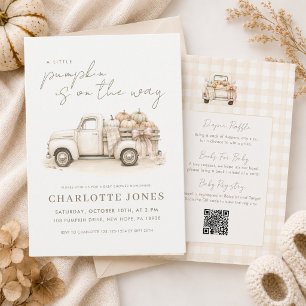 All In One Fall Pumpkin Vintage Truck Baby Shower Invitation