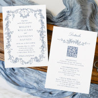 All in One French Victorian Blue Floral Wedding 