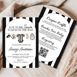 All In One Future Soccer Star Black Baby Shower Invitation