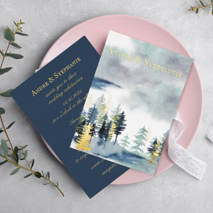All In One Gilded Navy Watercolor Forest Wedding