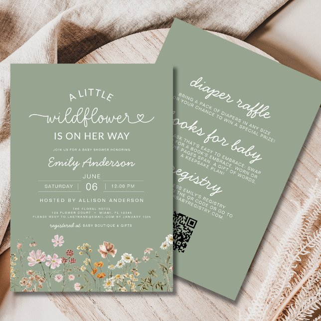 All in One Girl's Little Wildflower Baby Shower Invitation (Creator Uploaded)