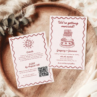 All In One Hand Drawn Quirky QR Code Red Wedding