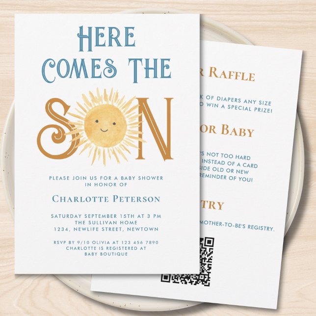 All in One Here Comes the Son Baby Boy Shower Invitation (Creator Uploaded)