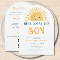 All In One Here Comes The Son QR Code Baby Shower