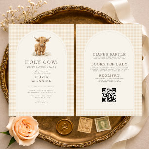 All in One Holy Cow Gingham Baby Shower Invitation