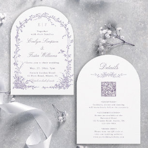 All in One Lavender Botanical Garden Wedding Arch Invitation