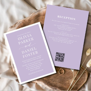 All in One Lavender Purple QR Code Wedding Invitation