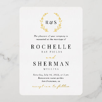 All in One Leaf Monogram Gold Foil Wedding 