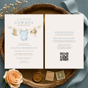 All in One Little Cowboy Clothesline Baby Shower Invitation