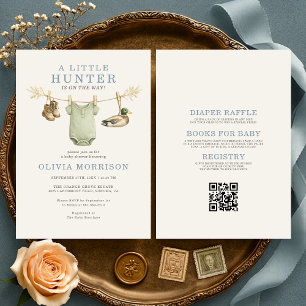 All in One Little Hunter Clothesline Baby Shower Invitation