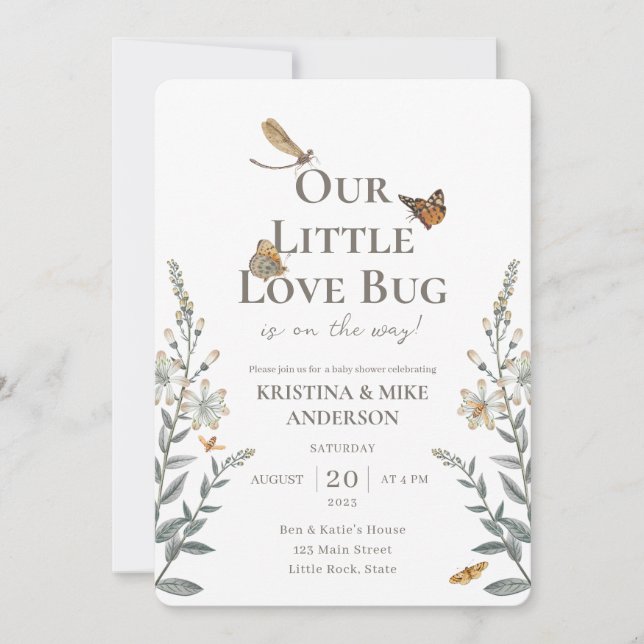 All in One Little Love Bug Baby Shower Invitation (Front)