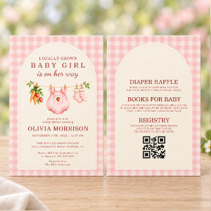 All in One Locally Grown Baby Girl Pink Shower Invitation