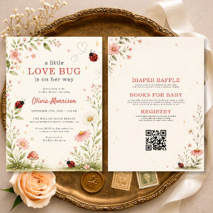 All in One Love Bug Ladybug Baby Shower Invitation