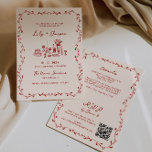 All In One Maroon Hand Drawn QR Code Wedding Invitation<br><div class="desc">Introducing our Mediterranean inspired all-in-one wedding invitation, a perfect blend of elegance, charm, and whimsy to set the tone for your special day. Featuring a delicate, hand-drawn botanical frame in a beautiful shade of maroon, this invitation evokes the serene beauty and timeless romance of the Mediterranean. The intricate foliage gracefully...</div>