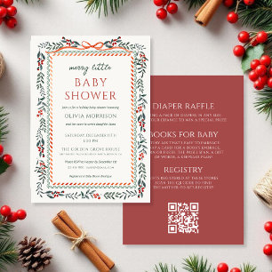 All in One Merry Little Baby Shower Red Bow  Invitation