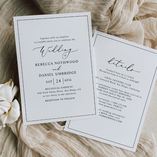 All-in-one Minimalist Wedding B&W Invitation (Creator Uploaded)