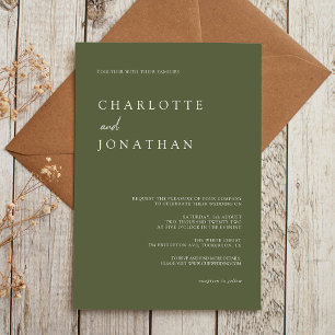 All in One Modern Elegant Olive Green Wedding Invitation
