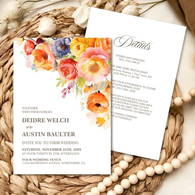 All in One Modern Spring Floral Wedding Invitation (Creator Uploaded)
