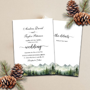 All in One Mountains and Pines Elegant Wedding Invitation