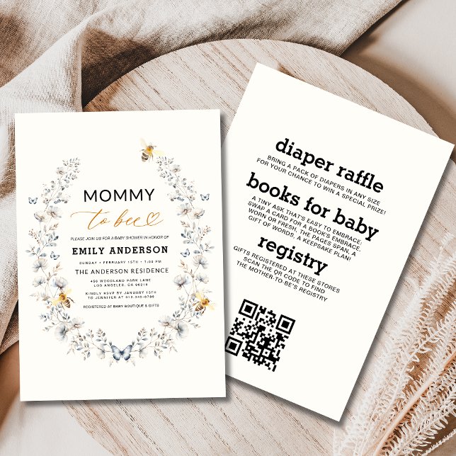 All in One Mummy to Bee Wildflower Baby Shower Invitation (Creator Uploaded)