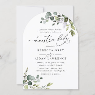 All In One Neustra Boda Eucalyptus Greenery Arched Invitation