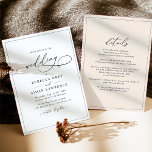 All-In-One Neutral Beige Modern Boho Wedding Invitation<br><div class="desc">This elegant Wedding Invitation features a sweeping script calligraphy text paired with a classy serif & modern sans font in black,  and frosted sage green back with a floral line art pattern & a customisable monogram. Matching items available.</div>