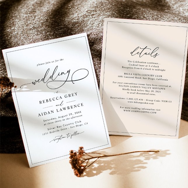 All-In-One Neutral Beige Modern Boho Wedding Invitation (Creator Uploaded)