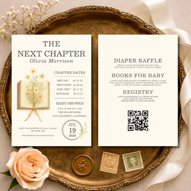 All in One Next Chapter Begins QR Code Baby Shower Invitation (Creator Uploaded)