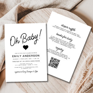 All in One Oh Baby Minimalist Baby Shower  Invitation