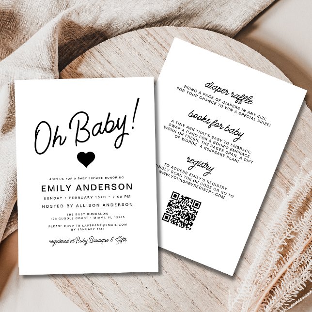 All in One Oh Baby Minimalist Baby Shower  Invitation (Creator Uploaded)
