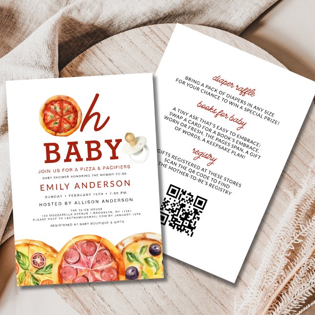 All in One Oh Baby Pizza & Pacifiers Baby Shower Invitation (Creator Uploaded)