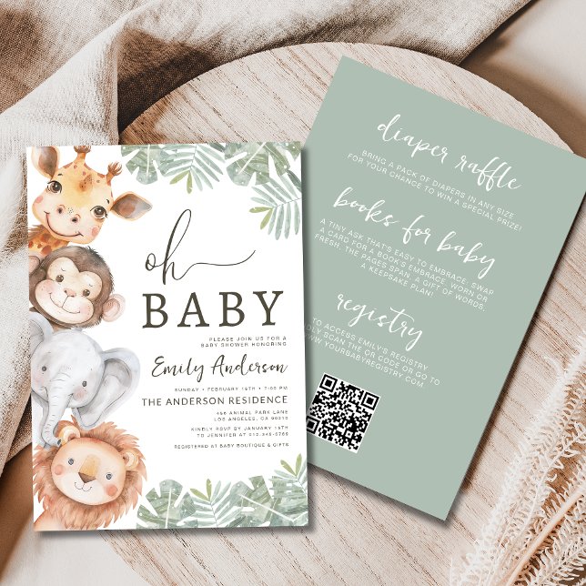 All in One Oh Baby Safari Boy's Baby Shower Invitation (Creator Uploaded)