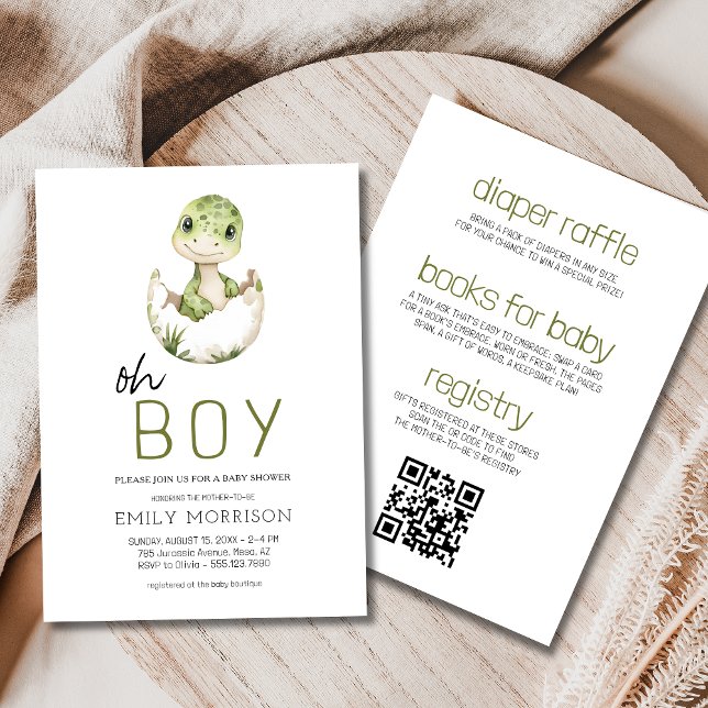 All in One Oh Boy Dinosaur Baby Boy Shower Invitation (Creator Uploaded)