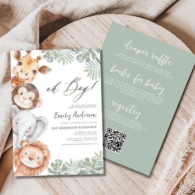 All in One Oh Boy Safari Animal Boy's Baby Shower Invitation (Creator Uploaded)