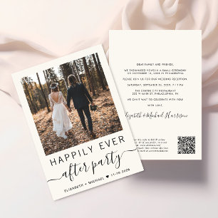 All In One Photo QR Code Cream Wedding Reception Invitation