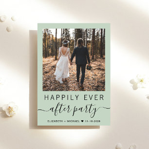  All In One Photo QR Code Sage Wedding Reception Invitation