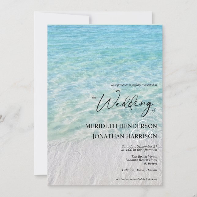  All In One Photo Seaside Sandy Beach Sea Glass Invitation (Front)