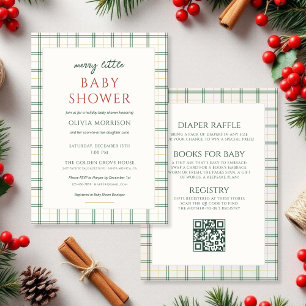 All in One Plaid Merry Little Baby Shower Invitation