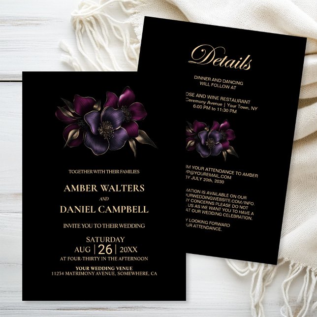 All in One Purple and Pink Floral Wedding Invitation (Creator Uploaded)