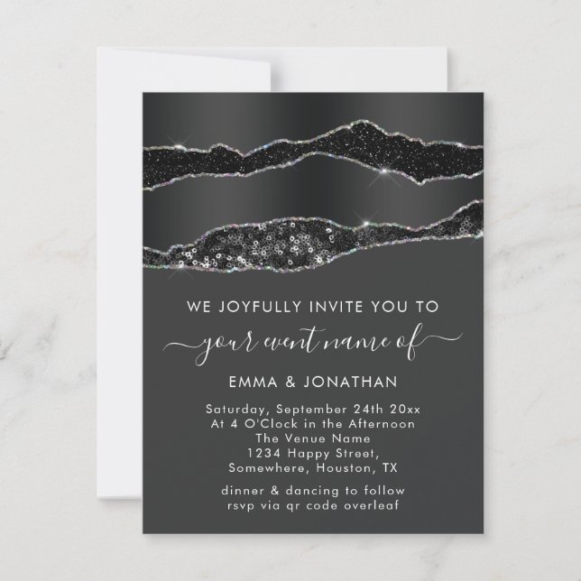 All In One QR Code Black Silver Glitter Grey (Front)