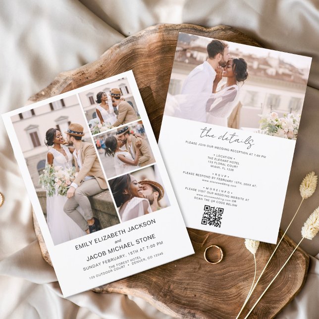 All In One  QR Code Minimalist Photo White Wedding Invitation (Creator Uploaded)