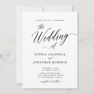 All in One QR Code RSVP Black Calligraphy Wedding Invitation