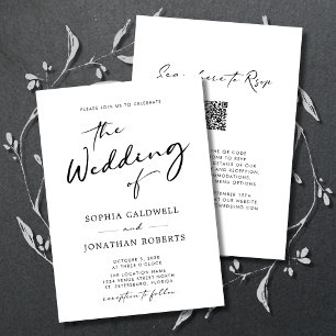 All in One QR Code RSVP Modern Calligraphy Wedding Invitation